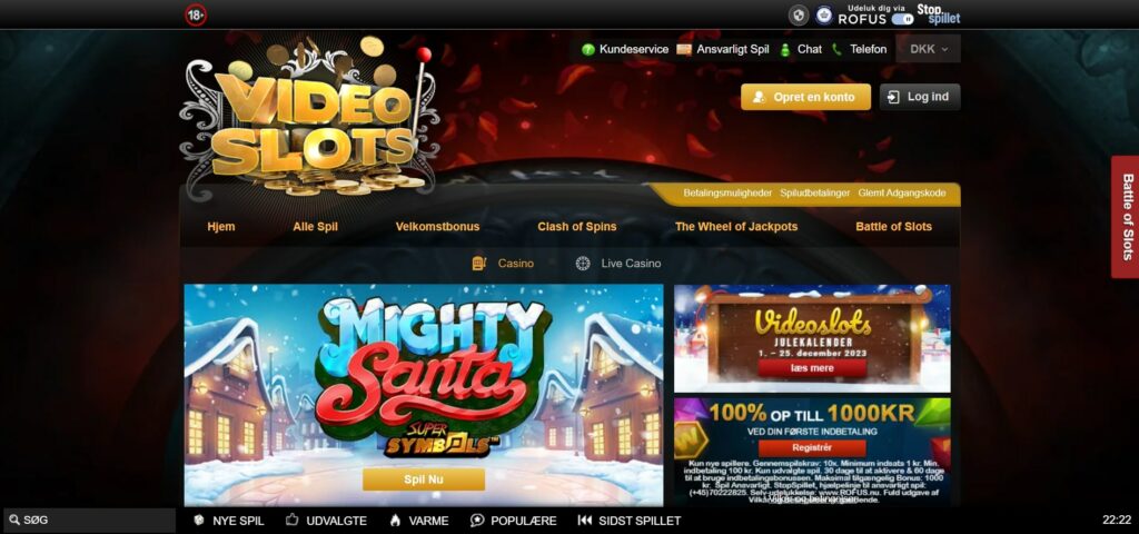 Videoslots Casino hovedside