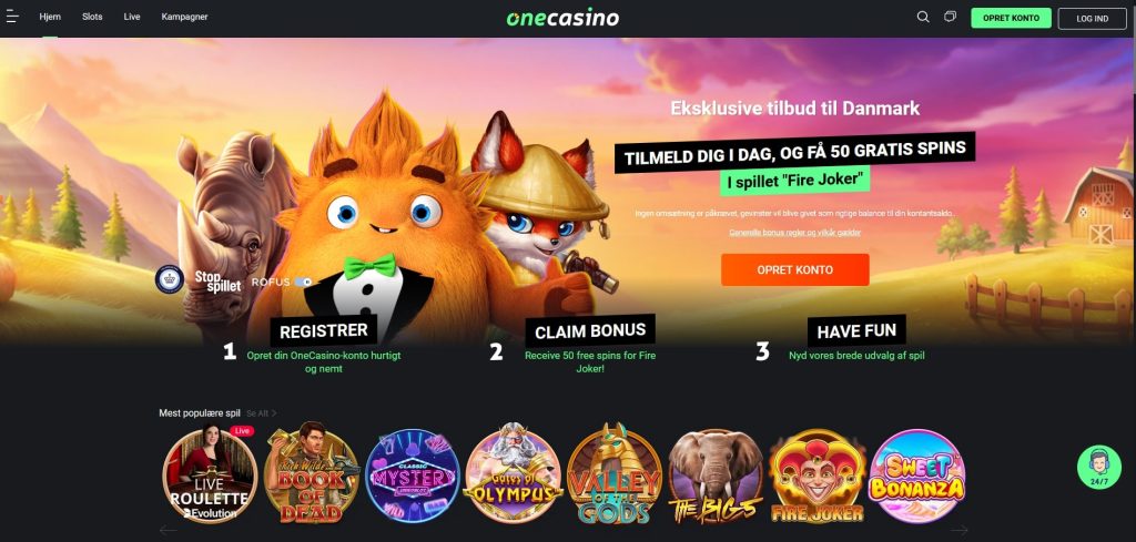 One Casino hjemmeside